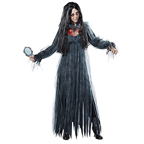 Lidssacde Halloween Kostüm Damen Cosplay Gothic Kleidung Mittelalter Hexenkostüm Halloween Karneval Kostüm Gruselig Kostüm Schwarz Große Größen von Lidssacde