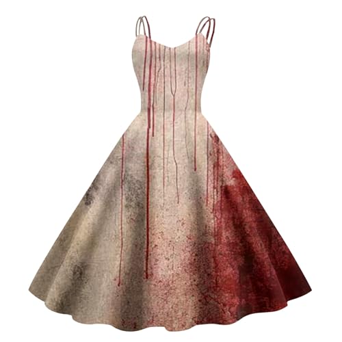 Lidssacde Halloween Kostüm Damen Gruselig - Blutiges Aufdruck Kleid Zombie Braut Kostüm Horror Elegant Brautkleid Ärmellos Halloween Kleid Krankenschwester Costume für Frauen Lidssacde Halloween Kostüm Damen Gruselig - Blutiges Aufdruck Kleid Zombie Braut Kostüm Horror Elegant Brautkleid Ärmellos Halloween Kleid Krankenschwester Costume für Frauen von Lidssacde