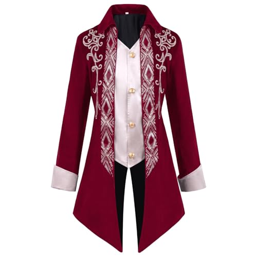 Lidssacde Halloween Kostüm Herren Steampunk Mittelalter Jacke Gothic Kleidung Mantel Costume Halloween Piraten Vampir Cosplay Kostüme Für Männer 4xl von Lidssacde