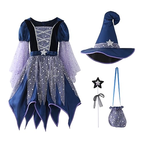 Lidssacde Halloween Kostüm Kinder Mädchen - 4 Stück Hexenkostüm Mädchen Hexenkleid Halloweenkostüm Hexe Kostüm Halloweenkostüme Halloween Costume Kids Lidssacde Halloween Kostüm Kinder Mädchen - 4 Stück Hexenkostüm Mädchen Hexenkleid Halloweenkostüm Hexe Kostüm Halloweenkostüme Halloween Costume Kids von Lidssacde
