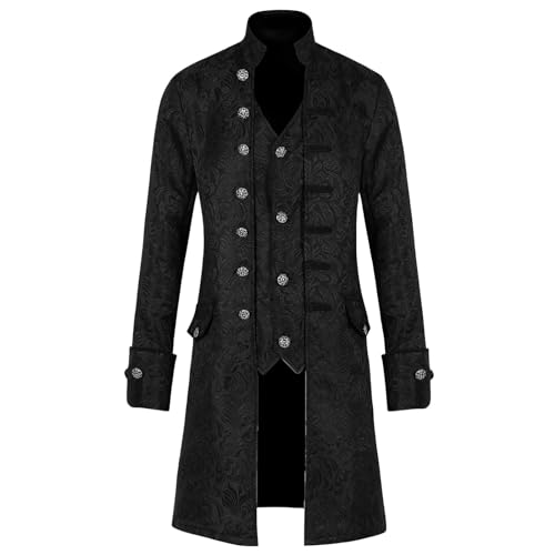 Lidssacde Herren Gothic Steampunk Frack Costume Mittelalter Jacke Gothic Kleidung Mantel Steampunk Halloween Piraten Vampir Cosplay Kostüme Für Männer 3xl von Lidssacde