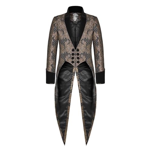 Lidssacde Herren Gothic Steampunk Frack Gothic Kleidung Mantel Mittelalter Costume Jacke Steampunk Halloween Piraten Vampir Cosplay Kostüme Für Männer 4xl von Lidssacde