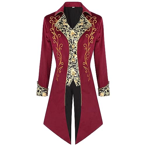 Lidssacde Herren Gothic Steampunk Frack Steampunk Mittelalter Gothic Kleidung Mantel Costume Jacke Halloween Piraten Vampir Cosplay Kostüme Für Männer 3xl von Lidssacde