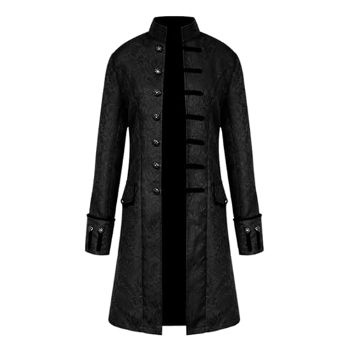 Lidssacde Herren Mittelalter Steampunk Jacke Gothic Kleidung Mantel Mittelalter Costume Jacke Steampunk Halloween Piraten Vampir Cosplay Kostüme Für Männer 3xl von Lidssacde