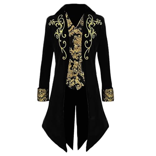 Lidssacde Steampunk Herren Gothic Kleidung Mantel Mittelalter Steampunk Costume Jacke Halloween Piraten Vampir Cosplay Kostüme Für Männer 4xl von Lidssacde