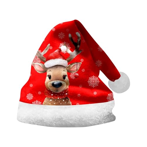 Lidssacde Weihnachtsmütze Erwachsene Dicker Fellrand Weihnachtsmütze Weihnachtliche Kopfbedeckung Lustige Weihnachtshut Winter Christmas Hat Warm Nikolausmütze Weihnachtsmann Mütze Für Herren Damen von Lidssacde