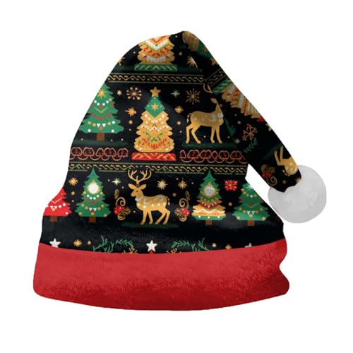 Nikolausmütze Erwachsene Warm Weihnachtliche Kopfbedeckung Weihnachtshut Winter Weihnachtsmütze Lustige Christmas Hat Dicker Fellrand Weihnachtsaccessoires Weihnachtsmann Mütze Für Herren Damen von Lidssacde