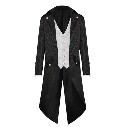 Tischkalender 2025, Steampunk Jacke Herren Gothic Faschingskostüme Frack Jacke Retro Steampunk Renaissance Karnevalskostüme Mittelalter Mantel Erwachsene Kostüm Langarm Uniform von Lidssacde