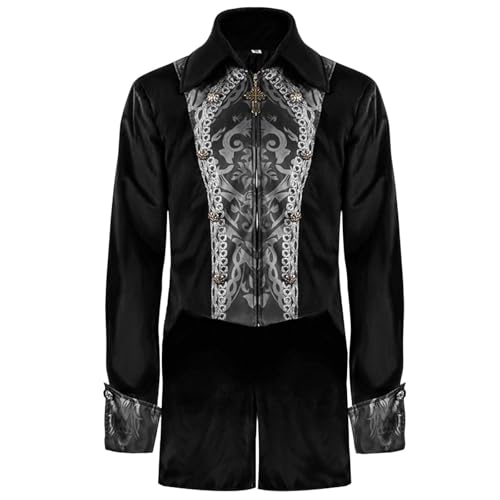 frack herren Gothic Mantel Herren Gothic Steampunk Frack Faschingskostüme Cosplay Mantel Langarm Kostüm Mittelalter Jacke Renaissance Karnevalskostüme Erwachsene Uniform von Lidssacde