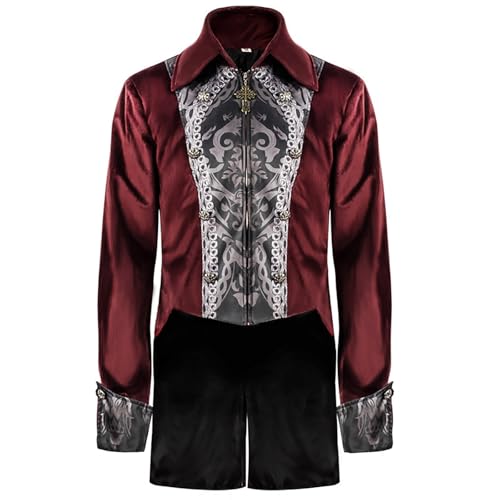 gothic jacke herren Gothic Mantel Herren Gothic Steampunk Frack Faschingskostüme Cosplay Mantel Langarm Kostüm Mittelalter Jacke Renaissance Karnevalskostüme Erwachsene Uniform von Lidssacde