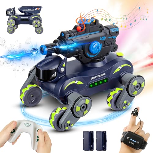 Ferngesteuertes Auto für Kinder, 8WD 2.4GHz RC Stunt Auto mit Licht, Wasserkanone und Spray, 360° Drehung Off-Road Stunt Cars Drift Car Spielzeug mit Handsteuerung, für Kinder ab 7-14 Jahre (Grün) von Lieberwell