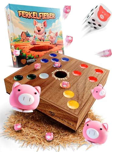 Liebholz® Original Ferkelfieber [Big Hole] inkl. Spielanleitung - hochwertiges Schweinchen Spiel aus FSC Samena Holz - Gesellschaftsspiel für die ganze Familie - Ferkelrennen Brettspiel ab 6 Jahren von Liebholz