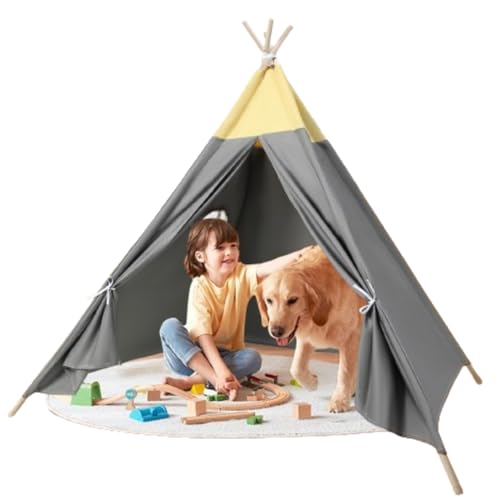 Lifemaison Tipi Zelt Kinder,Spielzelt Tippi Kinderzelt Kinderzimmer Teepee Indianerzelt Outdoor Indoor,Kindertipi Spielzelt Polyester 115x115x140cm,Waschbar Spielhaus für Kinderzimmer Dekor von Lifemaison