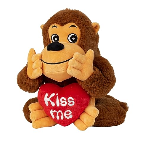 Lifestyle & More Plüschtier Teddybär Gorilla mit rotem Herz KISS ME Höhe 25 cm sitzend kuschelig weich von Lifestyle & More