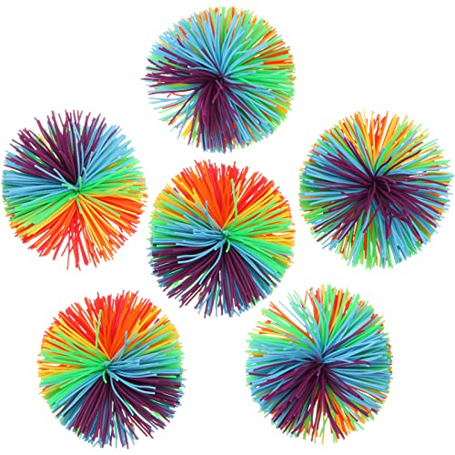 6 Stücke AFFE Stringy Balls, 7 cm Sensory Fidget Stringy Balls, Silikon Pom Bouncy Stress Bälle, sensorische Stress Spielzeug Buschwusch Ball für Kinder, Erwachsene von Lifreer