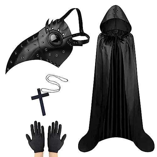 Lifreer Halloween Pestarzt Maske, Lange Nase Schnabelmaske, Pestdoktor Kostüm, Schnabelmaske mit Umhang, Steampunk Maske Kostüm Requisiten für Cosplay Party, Schwarz E, Einheitsgröße Lifreer Halloween Pestarzt Maske, Lange Nase Schnabelmaske, Pestdoktor Kostüm, Schnabelmaske mit Umhang, Steampunk Maske Kostüm Requisiten für Cosplay Party, Schwarz E, Einheitsgröße von Lifreer