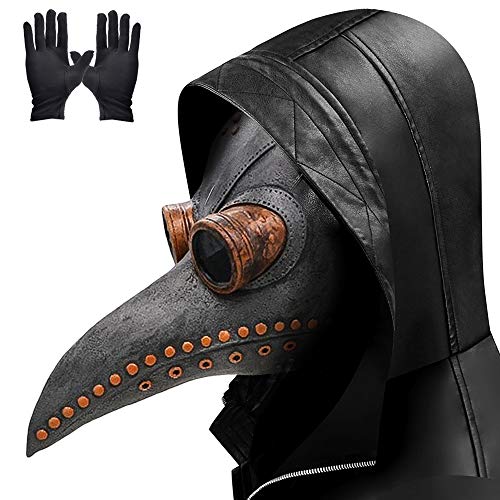 Lifreer Pest Doktor Maske, lange Nase Vogel Schnabel Steampunk Halloween Kostüm Requisiten Maske mit einem Paar Handschuhe von Lifreer