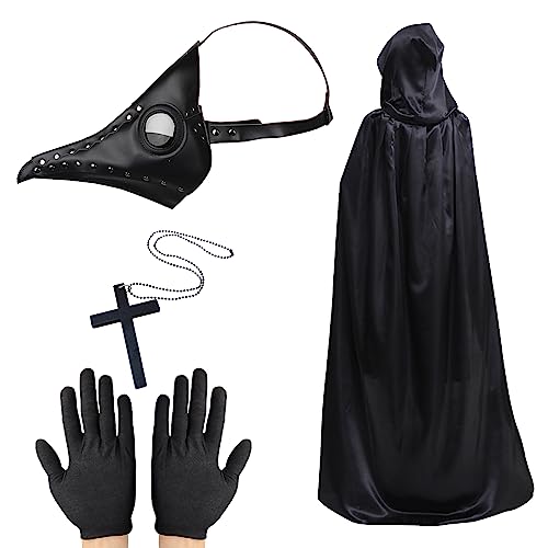 Plague Doctor Maske, Steampunk Vogelmaske, Halloween Requisiten Kostüm Retro Leder Lange Nase Vogel Schnabel Maske für Männer Frau Halloween Cosplay Party Dress Up von Lifreer