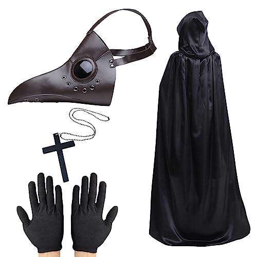 Plague Doctor Maske, Steampunk Vogelmaske, Halloween Requisiten Kostüm Retro Leder Lange Nase Vogel Schnabel Maske für Männer Frau Halloween Cosplay Party Dress Up von Lifreer