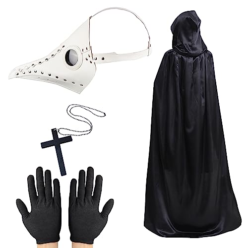 Plague Doctor Maske, Steampunk Vogelmaske, Halloween Requisiten Kostüm Retro Leder Lange Nase Vogel Schnabel Maske für Männer Frau Halloween Cosplay Party Dress Up von Lifreer