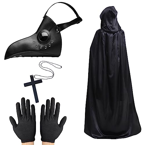 Plague Doctor Maske, Steampunk Vogelmaske, Halloween Requisiten Kostüm Retro Leder Lange Nase Vogel Schnabel Maske für Männer Frau Halloween Cosplay Party Dress Up von Lifreer