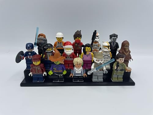 Aufsteller Vitrine Tribüne für Lego® Minifiguren (Schwarz - weiße Plates, Für 16 Minifiguren) von LiftWood