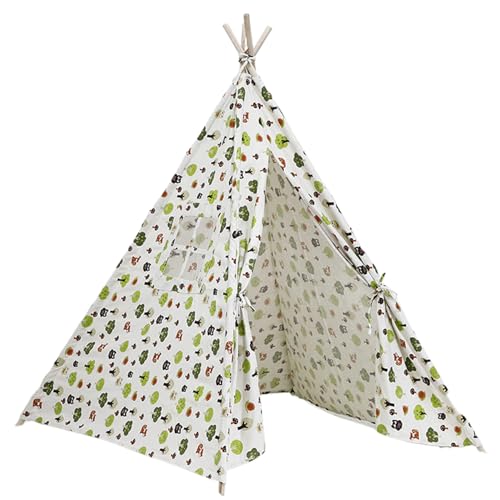 Kinder Spielen Zelt 51x47x47 '' Tipi für tragbare Tipi mit Fenster und sicheren Innenhausgeburtstagsgeschenken grüne Blume von Ligeinsrk