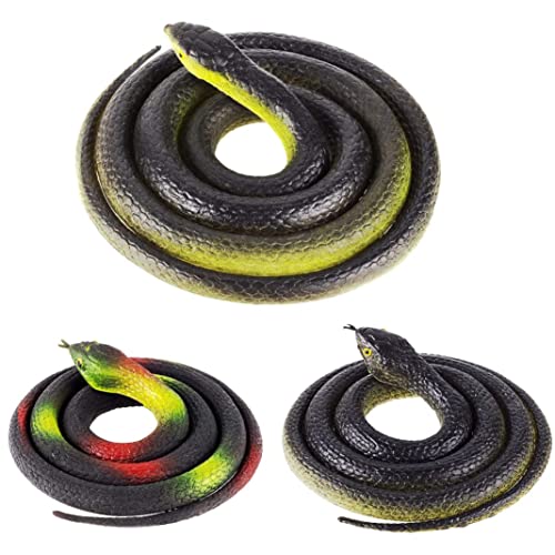 Ligeinsrk 3 PCs Realistische Gummischlange gefälschte Mamba Schlangengarten -Requisiten für Vögel und Katzen Halloween Decoration Streichparty 7,2 Zoll und 31,5 Zoll Plastikspinnen Halloween von Ligeinsrk