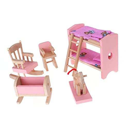 Ligeinsrk Dolls House Möbel Mini niedliche Holzpuppen Hausmöbel enthalten Etagenbett-Stuhl rockende Pferdestörungen für 7-14 Jahre alte Kinder von Ligeinsrk