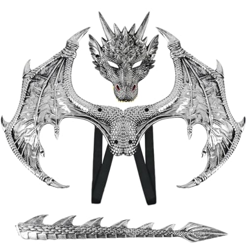 Ligeinsrk Dragon Kostüm für Kinder Halloween Dragon Kostüm mit Dragon Maske, Dragon Tail & Dragon Flügel Gummi Dragon Cosplay für Party Masquerade Dragon Kostüm von Ligeinsrk