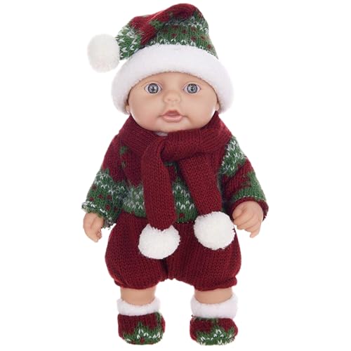 Ligeinsrk Realistische Babypuppe 8 im Ganzkörper -Weihnachtsfest -Stil lebenseik mit Hut & Stoff Vinyl Neugeborene Augen, die bewegliche Gliedmaßen Geschenke für Kinder (grüne Stoff) tun von Ligeinsrk