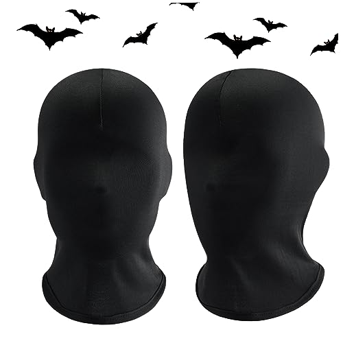 Ligeinsrk Schwarze volle Gesichtsmaske 2pcs Ice Seide atmungsaktiven Sonnenschutz Unisex Vollkopfmaske kostenlose Größe Schnell trocknen elastisches Halloween für Cosplay -Party -Kostüm Gesicht von Ligeinsrk