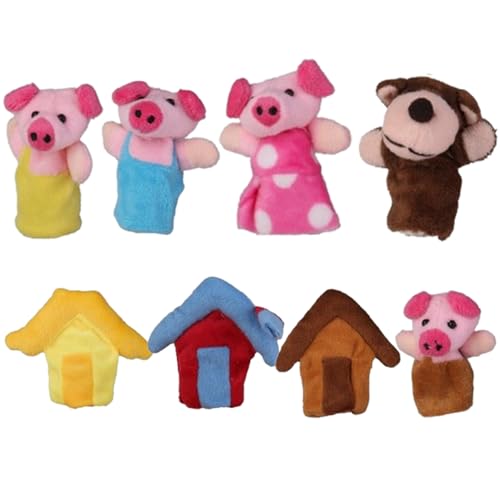 Ligeinsrk Tierpuppenpuppen, kleine Schweine Fingerpuppen, 8pcs Mini weiche Plüsch -Kleinkind, süßes Tier von Ligeinsrk