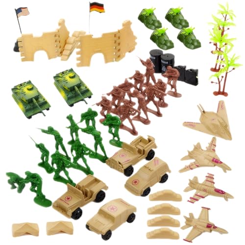 Ligeinsrk WW2 -Spielzeug 62pcs/Set Plastik WW2 Armee -Männer -Aktion mit Militärfahrzeug, Flugzeugen, Tanks und Anderen Zubehör lustigen Armeespielzeug für Jungengeschenk, WW2 -Spielzeug von Ligeinsrk