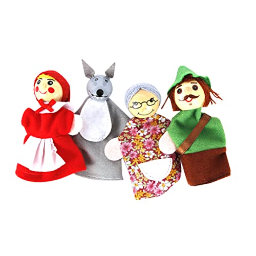 Little Red Riding Hood Weihnachten Tier Finger Puppenspielspielzeug Bildungsspielzeug Storytelling Doll Cartoon Finger Puppen für Kinder 4pcs Puppentheater Set Schlafenszeitgeschichte von Ligeinsrk