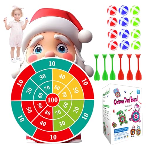 Weihnachtsspiele, 1 Set Funny Christmas Party Games mit 1 Santa Claus Dartboard, 16 Sticky Bälle, 6 Darts ＆ 2 Haken, Weihnachtsspielzeug für Kinder Weihnachtsgeburtstag, Stil 1 Weihnachtsspiele von Ligeinsrk