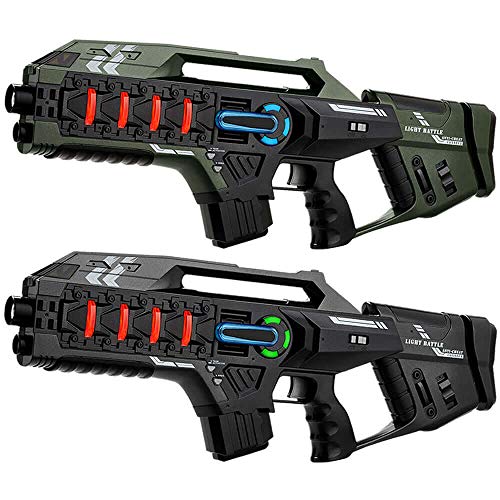 2 Light Battle Connect Anti-Cheat Laser-Tag Gewehre - Metallic-Grün und Grau - Laser-Tag-Set von Light Battle