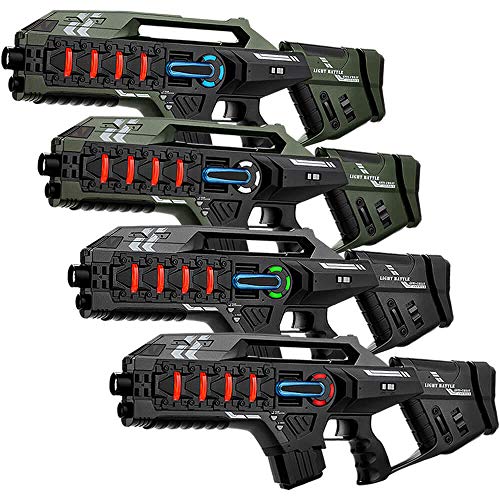 4 Light Battle Connect Anti-Cheat Laser-Tag Gewehre - Metallic-Grün und Grau - Laser-Tag-Set von Light Battle