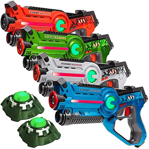 Light Battle Active Laser Tag Set - 4X Laserpistole (orange, grün, weiß, blau) + 2 Ziele - LBAP2421234D von Light Battle