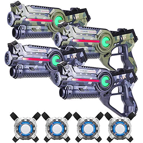 Light Battle Active Lasergame Set - 4X Laserpistole (camo grün, camo grau) + 4 Weste - LBAPV24456 von Light Battle