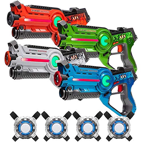 Light Battle Active Lasertag für Zuhause - 4X laserpistole (orange, grün, weiß, blau) + 4 Weste - LBAPV2441234 von Light Battle