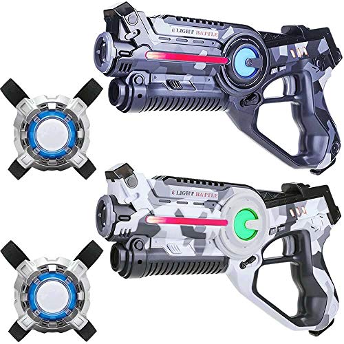 Light Battle Active Lasertag für zuhause - 2X laserpistole (camo weiß, camo grau) + 2 Weste - LBAPV22267 von Light Battle