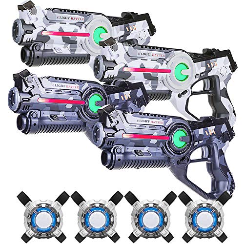 Light Battle Active Lazer Tag Set - 4X Laserpistole (camo grau, camo weiß) + 4 Weste - LBAPV24467 von Light Battle