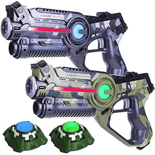 Light Battle Laser-Tag Set - 2 Laserpistolen (camo grün, camo grau) + 2 Ziele - LBAP22256 von Light Battle