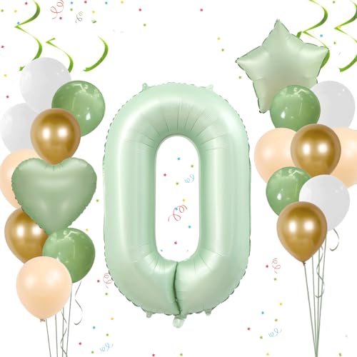 Ligtmor Luftballons Geburtstag Zahl 0 Salbeigrün, 40" Folienballon Geburtstag, 101cm Grün Luftballon Zahlen 0, für Junge Mädchen Geburtstagsdeko Babyparty Party Deko Ligtmor Luftballons Geburtstag Zahl 0 Salbeigrün, 40" Folienballon Geburtstag, 101cm Grün Luftballon Zahlen 0, für Junge Mädchen Geburtstagsdeko Babyparty Party Deko von Ligtmor