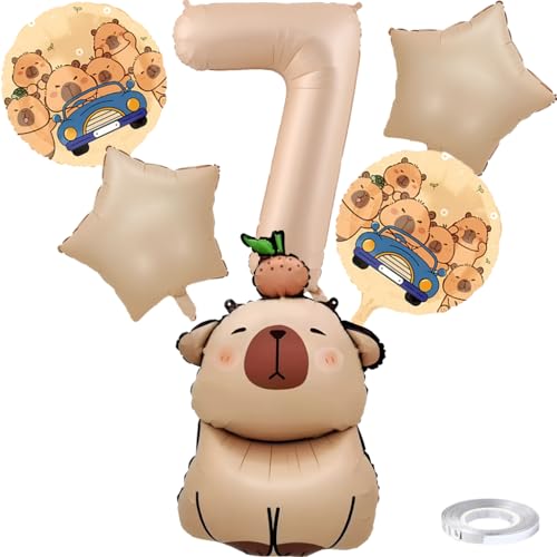Liitata 7. Capybara Geburtstags Party Deko Capybara Geburtstag Luftballon Set Karamel Zahl 7 Folienballon Großes Kapibara Luftballon für Junge Mädchen Geburtstag Party Deko Liitata 7. Capybara Geburtstags Party Deko Capybara Geburtstag Luftballon Set Karamel Zahl 7 Folienballon Großes Kapibara Luftballon für Junge Mädchen Geburtstag Party Deko von Liitata