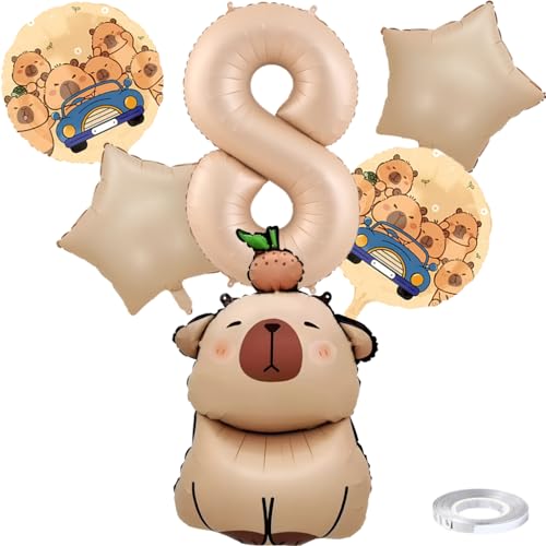 Liitata 8. Capybara Geburtstags Party Deko Capybara Geburtstag Luftballon Set Karamel Zahl 8 Folienballon Großes Kapibara Luftballon für Junge Mädchen Geburtstag Party Deko Liitata 8. Capybara Geburtstags Party Deko Capybara Geburtstag Luftballon Set Karamel Zahl 8 Folienballon Großes Kapibara Luftballon für Junge Mädchen Geburtstag Party Deko von Liitata