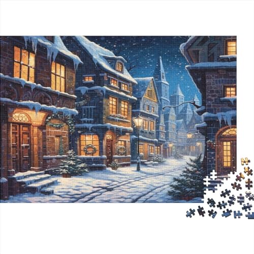 Winter Romantic Town Puzzle 1000 Teile,Town Night Puzzle Für Erwachsene, Geschicklichkeitsspiel Für Die Ganze Familie,Puzzle Farbenfrohes,Puzzle-Geschenk,Raumdekoration,DIY Kit 1000pcs (75x50cm) von LikeEj