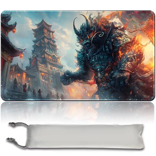 MTG PlayMat mit Zonen 60cm x 35cm Gaming Mouse Pad Kompatible MTG Spielmatte Spieler MTG Play Mat Gaming Mouse Pad Brettspiel genähte Kanten, Glatte Gummioberfläche (No Zone,mtg47-9) von LikePlaymat