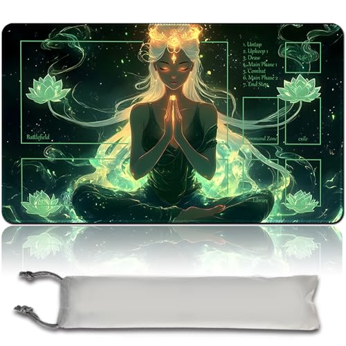 MTG PlayMat mit Zonen 60cm x 35cm Gaming Mouse Pad Kompatible MTG Spielmatte Spieler MTG Play Mat Gaming Mouse Pad Brettspiel genähte Kanten, Glatte Gummioberfläche (with Zone,mtg47-1) von LikePlaymat